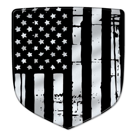 3D Grayscale Distressed Flag Steering Wheel Badge 05-10 Dodge